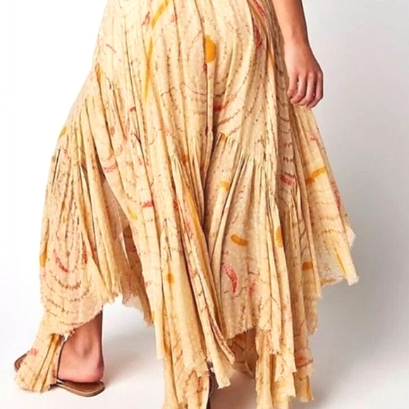 RARE*FREE PEOPLE FP ONE Clover Printed Maxi Skirt Sand Combo XS- LE CLOVER SHADE - Picture 10 of 12